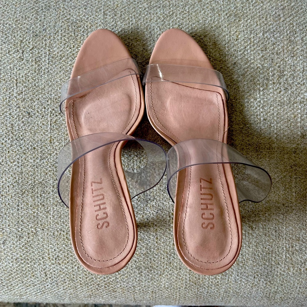 SCHUTZ clear straps heels 7.5
